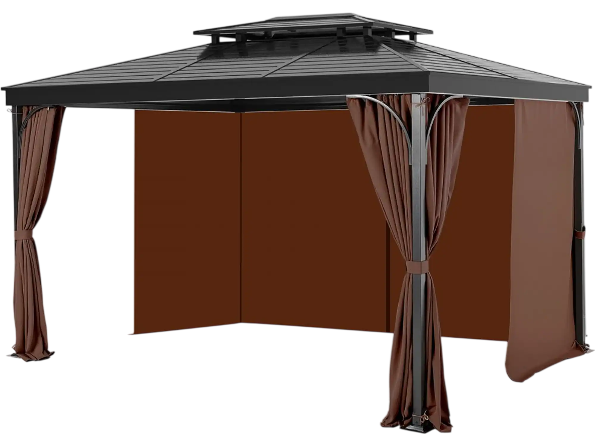 Vevor Gazebo Curtains 10' x 10' Waterproof Privacy Sidewall Set Coffee New