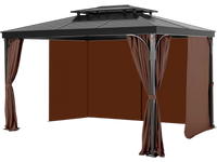 VEVOR Gazebo Curtains Outdoor, Fit Most 10' x 10' x 6.9' Gazebos, 4-Panel Sidewall Gazebo Privacy Curtains with Zippers, Outdoor Curtain Replacement for Patio Canopy, Only Curtain, Coffee