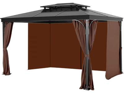 VEVOR Gazebo Curtains Outdoor, Fit Most 10' x 10' x 6.9' Gazebos, 4-Panel Sidewall Gazebo Privacy Curtains with Zippers, Outdoor Curtain Replacement for Patio Canopy, Only Curtain, Coffee