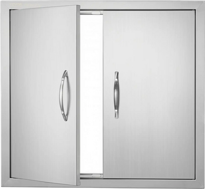 VEVOR BBQ Access Door, 26W x 24H Inch Double Outdoor Kitchen Door, Stainless Steel Flush Mount Door, Wall Vertical Door with Handles, for BBQ Island, Grilling Station, Outside Cabinet