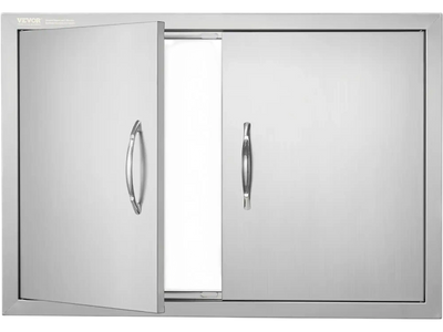 VEVOR BBQ Access Door, 30W x 21H Inch Double Outdoor Kitchen Door, Stainless Steel Flush Mount Door, Wall Vertical Door with Handles, for BBQ Island, Grilling Station, Outside Cabinet