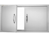 VEVOR BBQ Access Door, 34W x 19H Inch Double Outdoor Kitchen Door, Stainless Steel Flush Mount Door, Wall Vertical Door with Handles, for BBQ Island, Grilling Station, Outside Cabinet