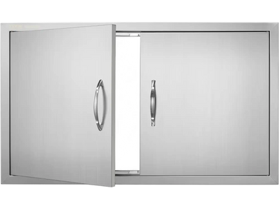 VEVOR BBQ Access Door, 36W x 21H Inch Double Outdoor Kitchen Door, Stainless Steel Flush Mount Door, Wall Vertical Door with Handles, for BBQ Island, Grilling Station, Outside Cabinet