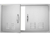 VEVOR BBQ Access Door, 36W x 21H Inch Double Outdoor Kitchen Door, Stainless Steel Flush Mount Door, Wall Vertical Door with Handles and Vents, for BBQ Island, Grilling Station, Outside Cabinet