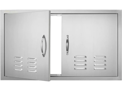VEVOR BBQ Access Door, 36W x 21H Inch Double Outdoor Kitchen Door, Stainless Steel Flush Mount Door, Wall Vertical Door with Handles and Vents, for BBQ Island, Grilling Station, Outside Cabinet