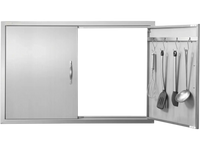 VEVOR BBQ Access Door, 39W x 26H Inch Double Outdoor Kitchen Door, Stainless Steel Flush Mount Door, Wall Vertical Door with Handles and Hooks, for BBQ Island, Grilling Station, Outside Cabinet