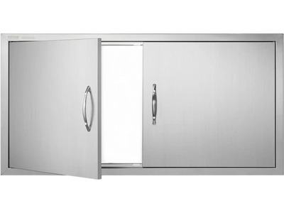 VEVOR BBQ Access Door, 42W x 21H Inch Double Outdoor Kitchen Door, Stainless Steel Flush Mount Door, Wall Vertical Door with Handles, for BBQ Island, Grilling Station, Outside Cabinet