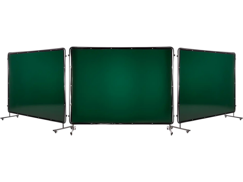 VEVOR Welding Screen with Frame, 3-Panel 6 x 8 FT Welding Curtain Screen, Flame-Resistant Vinyl Safety Protection Screens with 12 Wheels & 6-Level UV Protection for Workshop/Industrial Use, Dark Green