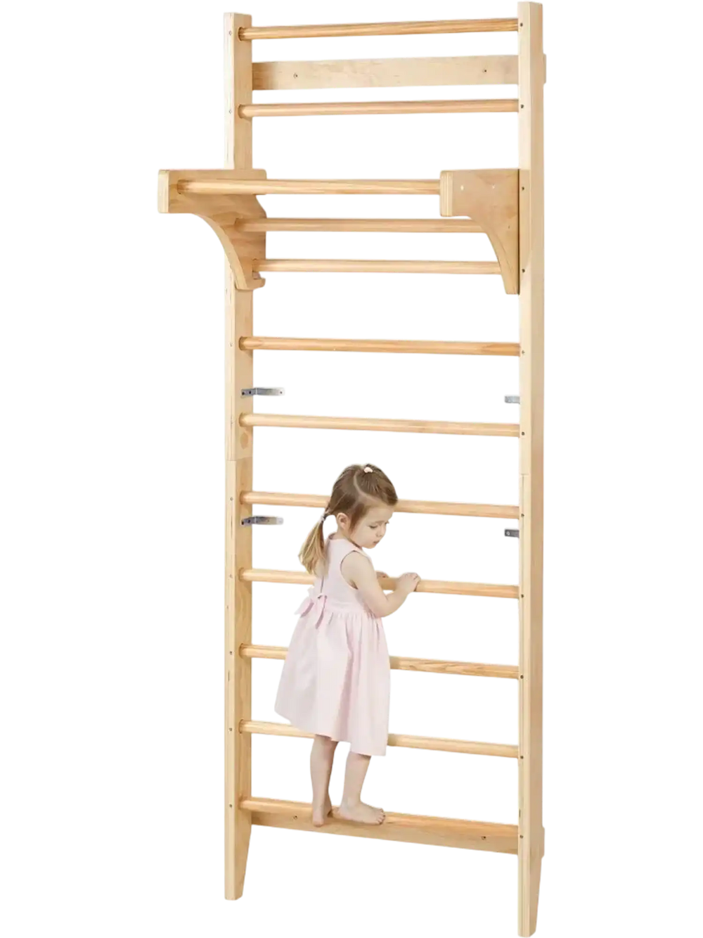 VEVOR Swedish Ladder Wall Gym, 10-Level Solid Wood Indoor Jungle Gym, 220lbs Loading Indoor Playground Climbing Ladder for Kid Adults, Gymnastic Stall Bars with Pull-Up Bar - Ideal Gift for Boys Girls