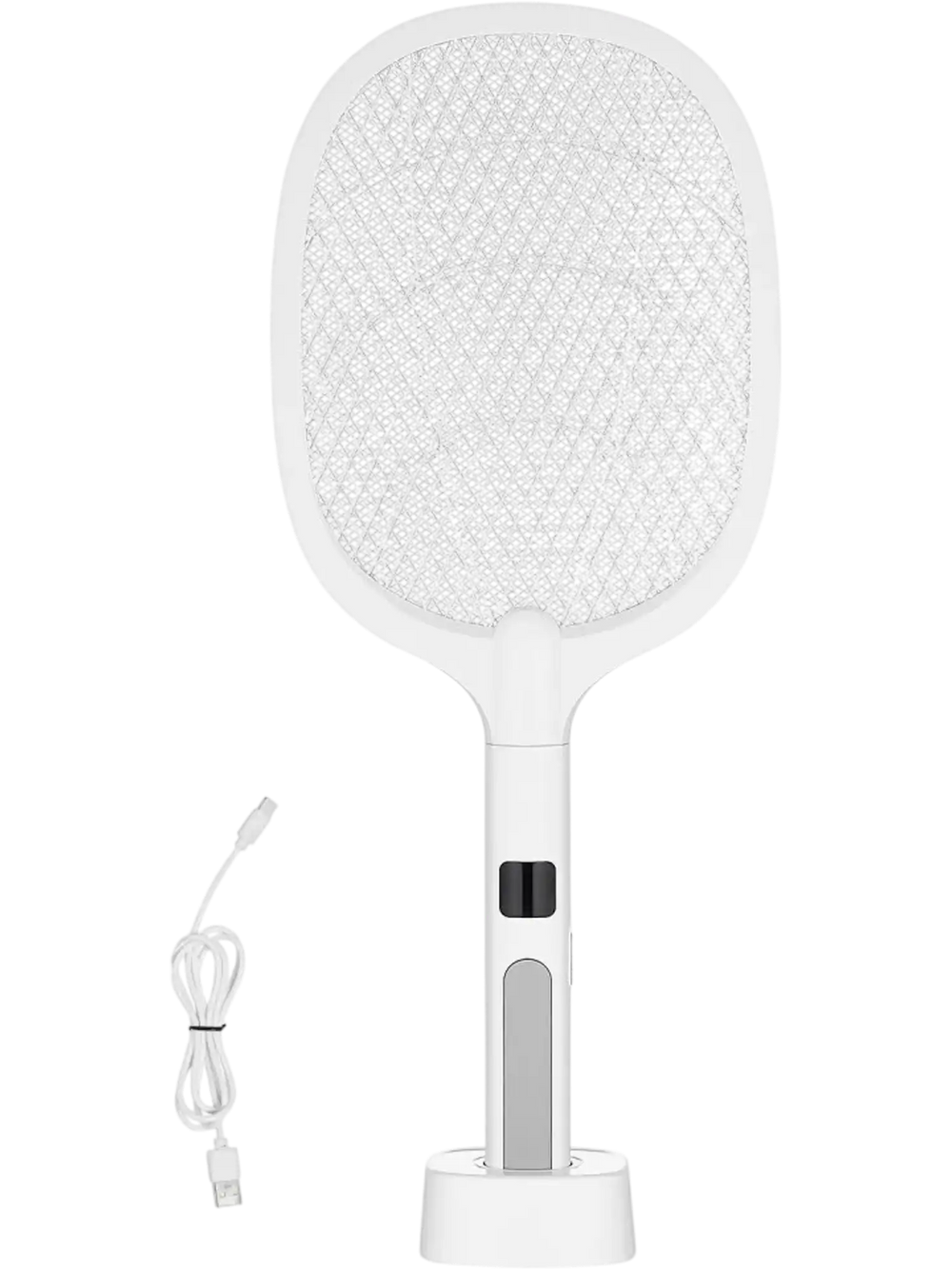 VEVOR Electric Fly Swatter, Zapper Racket with 3 Layers Mesh & Digital Screen Display, Dual Modes Fly Killer with 1500mAh Battery Rechargeable for Home, Bedroom, Kitchen and Patio, White