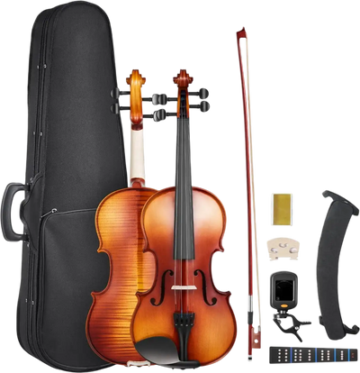 Vevor Violin 4/4 Full-Size Beginner Student Set Glossy Brown New