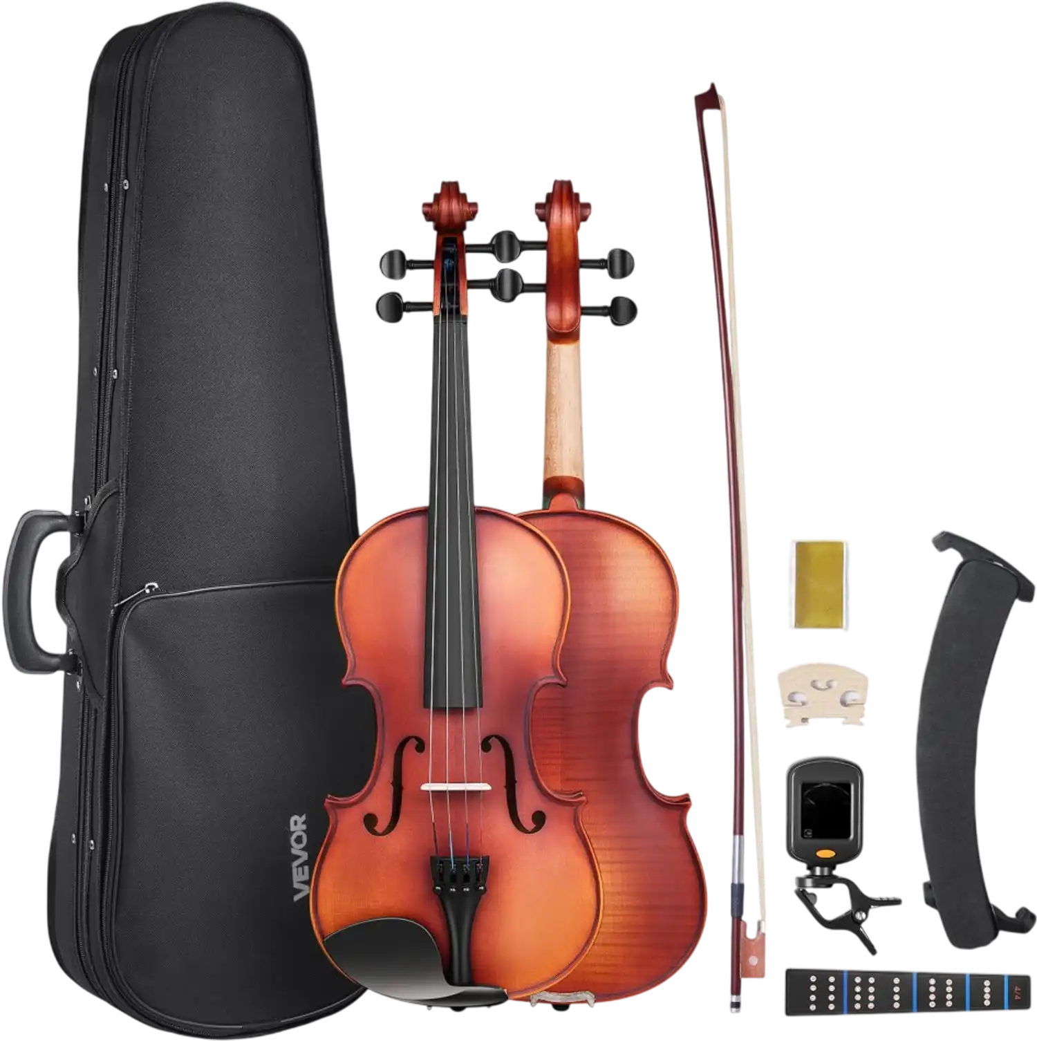 Vevor Violin 4/4 Full Size Matte Brown Patterned Beginner Set New
