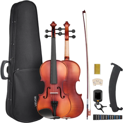 Vevor Violin 4/4 Full Size Matte Brown Patterned Beginner Set New