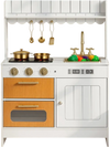 VEVOR Play Kitchen for Kids, Wooden, Kids Kitchen Playset with Real Lights & Sounds, Food & Cookware Accessories, Pretend Play Toy Set, Sink, Oven, Stove, Cabinet, for Toddlers, Girls & Boys Ages 3-8