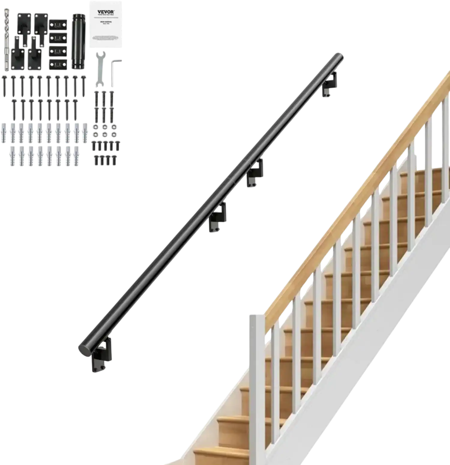 Vevor Handrail 12' Wall Mount Stair Railing New