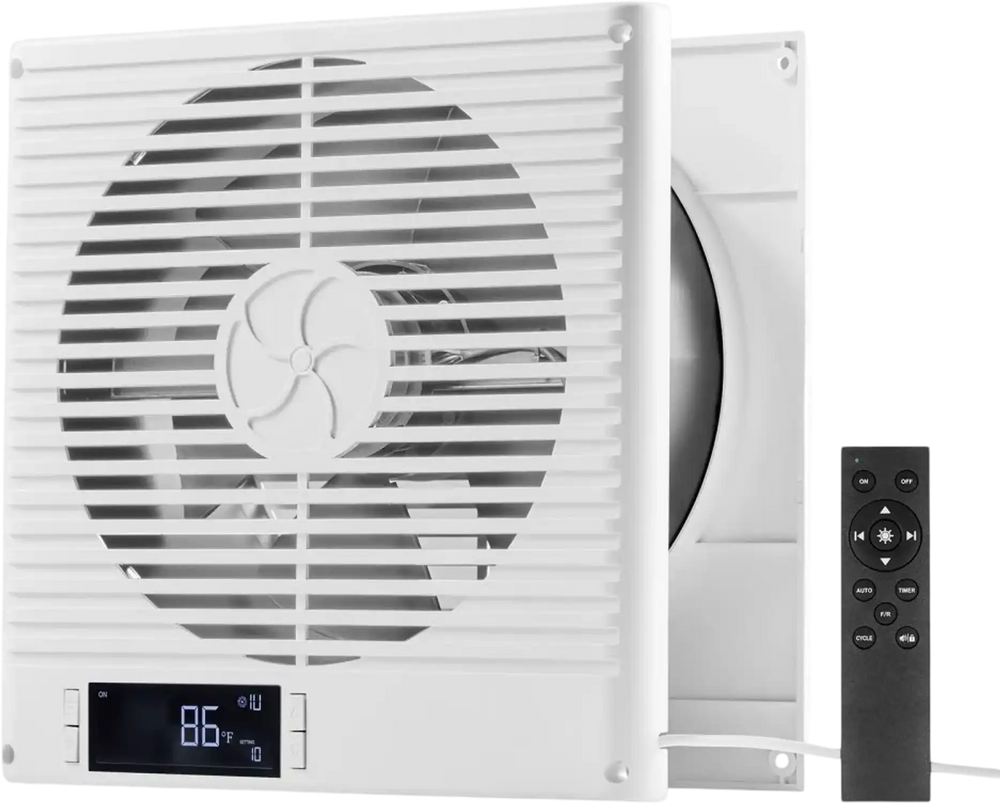 VEVOR 7.5-Inch Room to Room Fan, 2-in-1 305 CFM Through Wall Fan with Remote Control & Two-Way Airflow, 10-Speed Ventilation Quiet Vent for Kitchen, Living & Laundry Room Workshop