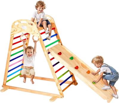 Vevor Indoor Playground 4-in-1 Wooden Jungle Gym Playset New