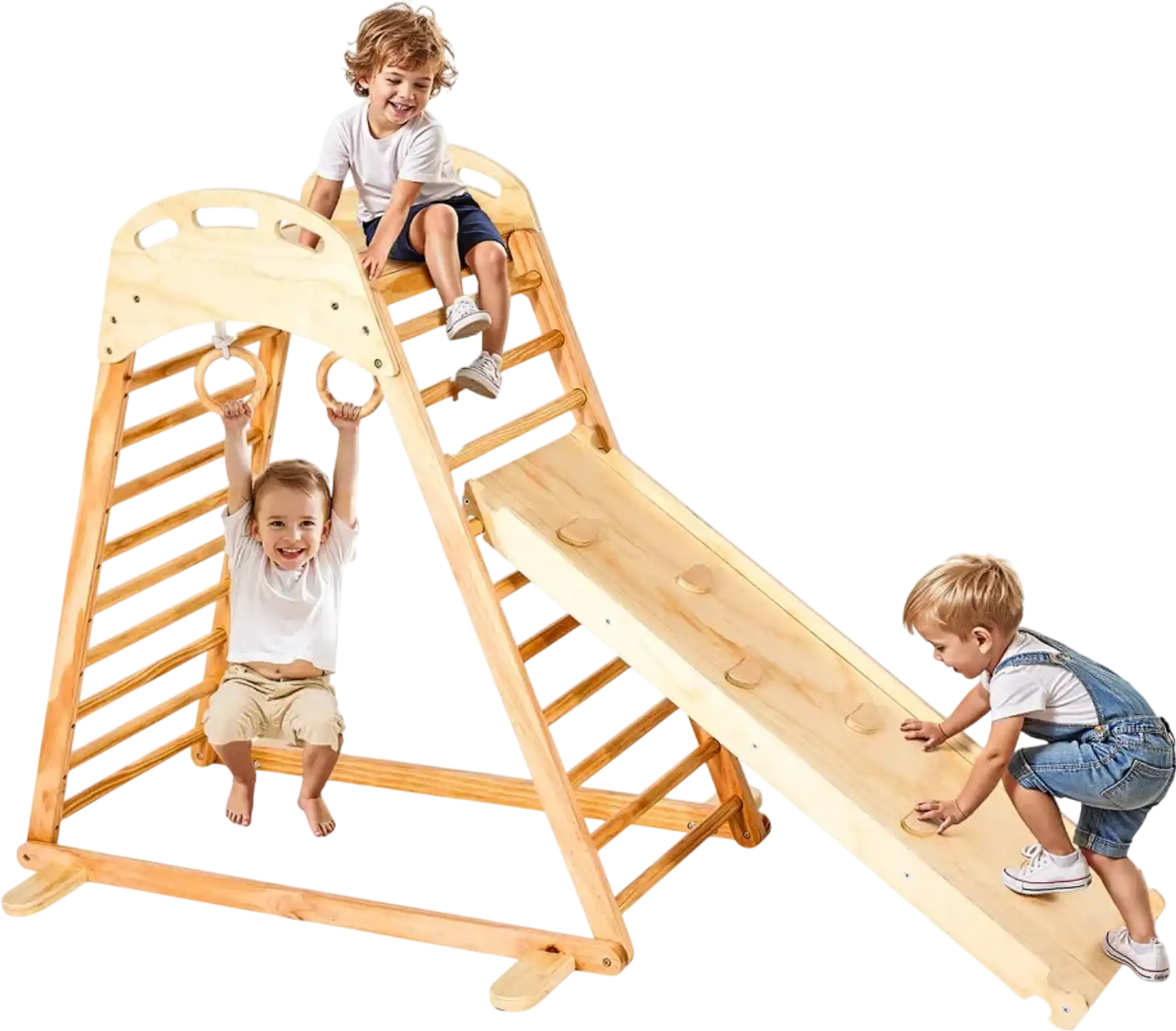 Vevor Indoor Playground Jungle Gym 4-in-1 Montessori Climber Playset with Slide, Ladder, Climbing Rock & Gym Rings New