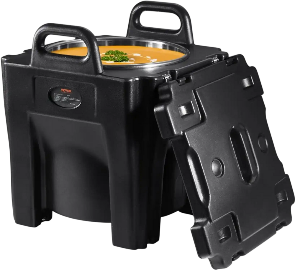 VEVOR Insulated Food Carrier, 32Qt Capacity, Stackable Catering Hot Box with Stainless Steel Barrel, Top Load LLDPE Food Warmer with Integral Handles Buckles Stationary Base, for Restaurant Canteen, B