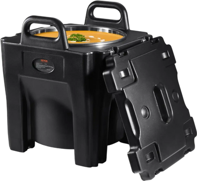 VEVOR Insulated Food Carrier, 32Qt Capacity, Stackable Catering Hot Box with Stainless Steel Barrel, Top Load LLDPE Food Warmer with Integral Handles Buckles Stationary Base, for Restaurant Canteen, B