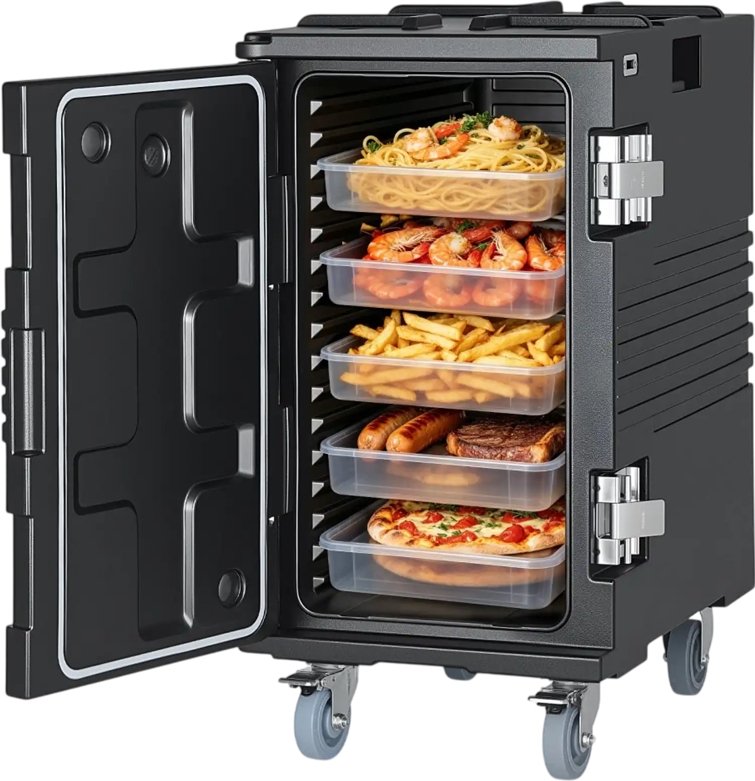 Vevor Insulated Food Pan Carrier 127 Qt Non-Electrical Food Warmer with Swivel Wheels New