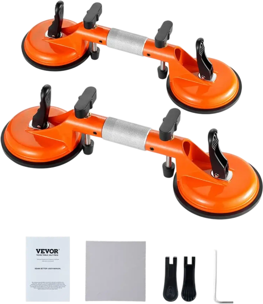 VEVOR Seamless Seam Setter, 2 Packs Granite Seam Setter with 5 in Vacuum Suction Cups, Seam Joiner for Seam Joining & Leveling, 180° Adjustable, Countertop Installation Tool for Tile Stone Marble Slab
