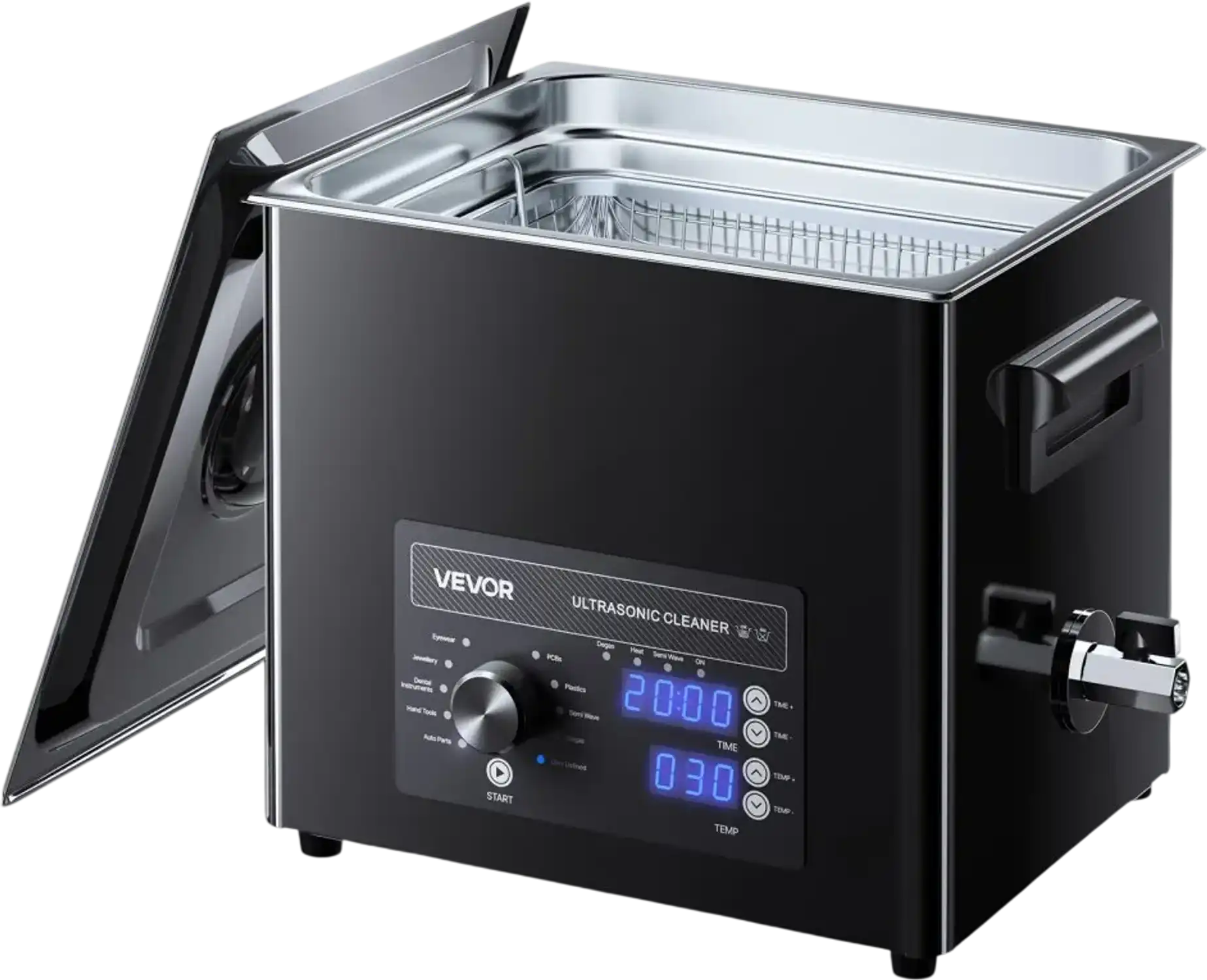 Vevor Ultrasonic Cleaner 10L Stainless Steel Knob Control Cleaning Machine New