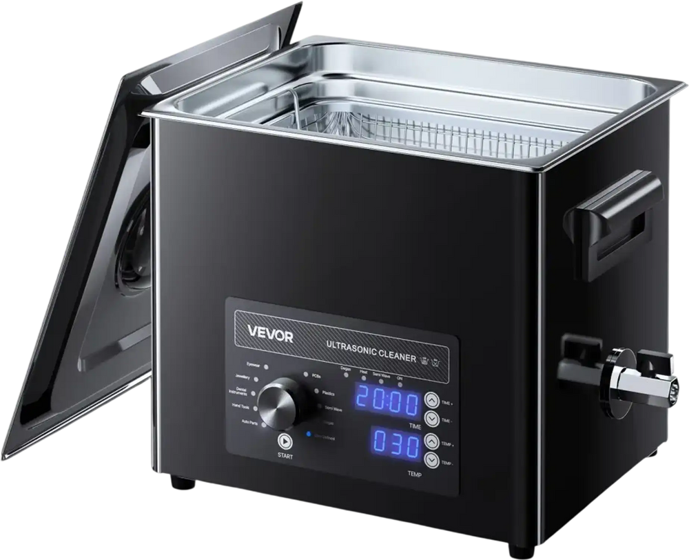 VEVOR 10L Ultrasonic Cleaner, Professional Ultrasonic Cleaner Machine with Knob Control, Stainless Steel Cleaning Machine with Basket and Cleaning Ball, for Watches, Razors, Jewelry, Coins and More