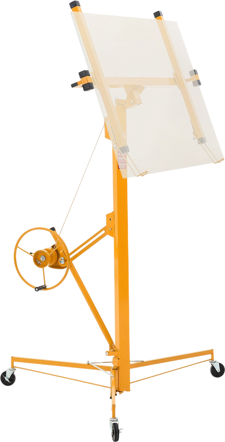 VEVOR 16ft Drywall Lift, Heavy-Duty 150 lbs Sheetrock Hoist with Adjustable Telescoping Arm, Lockable Wheels, Drywall Lifter Panel Jack Hoist Tools Ideal for Ceiling & Wall Installation (Yellow)