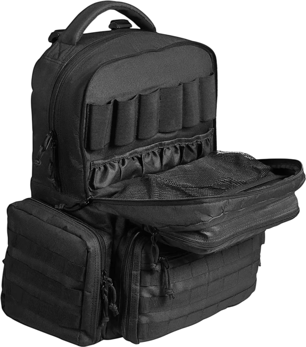VEVOR Tactical Range Backpack for 6 Pistols, Gun Backpack with 6 Independent Pistol Bags & 10 Magazines, Pistol Backpack for Outdoor Hunting Shooting, Range Bag for Handguns Lockable Zipper, Black