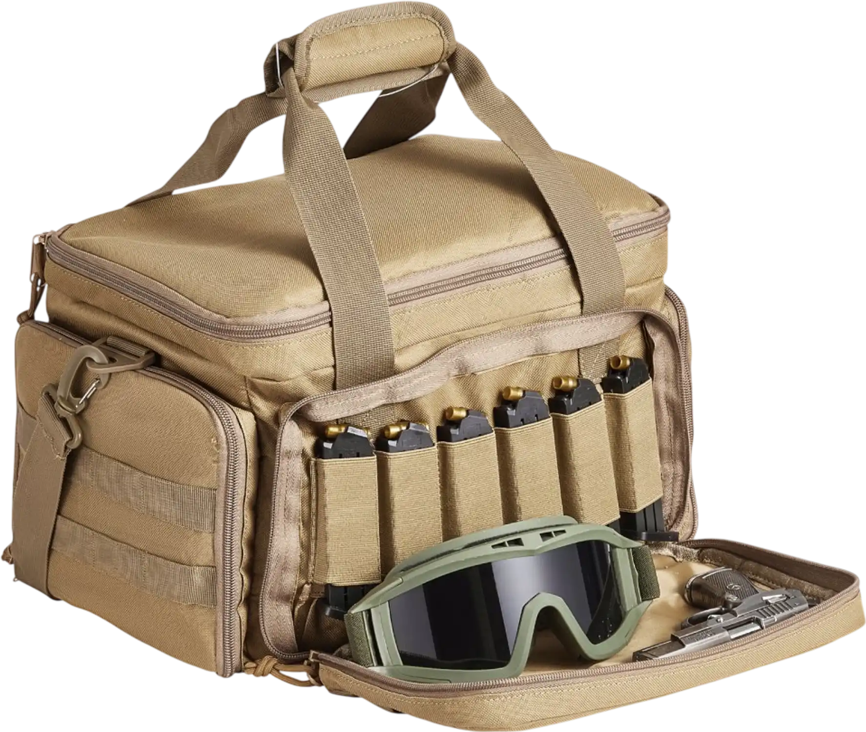 Vevor Range Bag Tactical Gun Range Bag for 4 Pistols Brown New