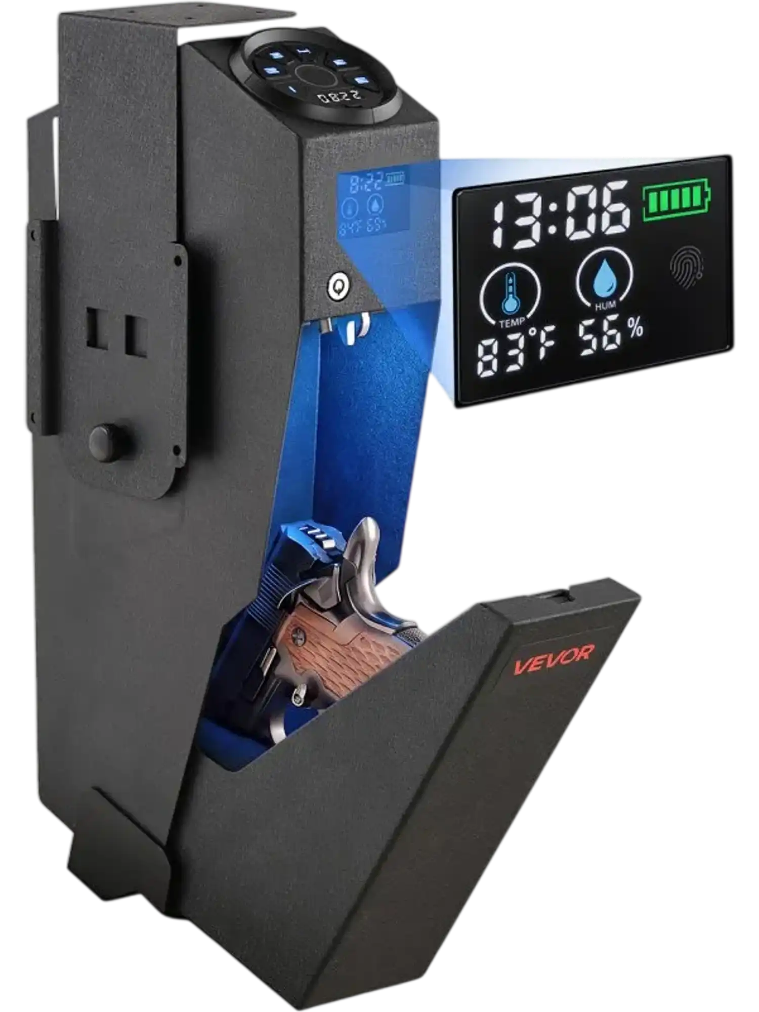 Vevor Gun Safe Biometric Handgun Pistol Safe 4-Way Access Black New
