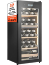 VEVOR 32 Bottle Wine Fridge, Freestanding Wine Cooler Refrigerator, Dual Zone Cooler, 41℉ to 65℉ Adjustable Temp Mini Cellar, Glass Door, For Home Office Bar, Red White Champagne or Sparkling Wines