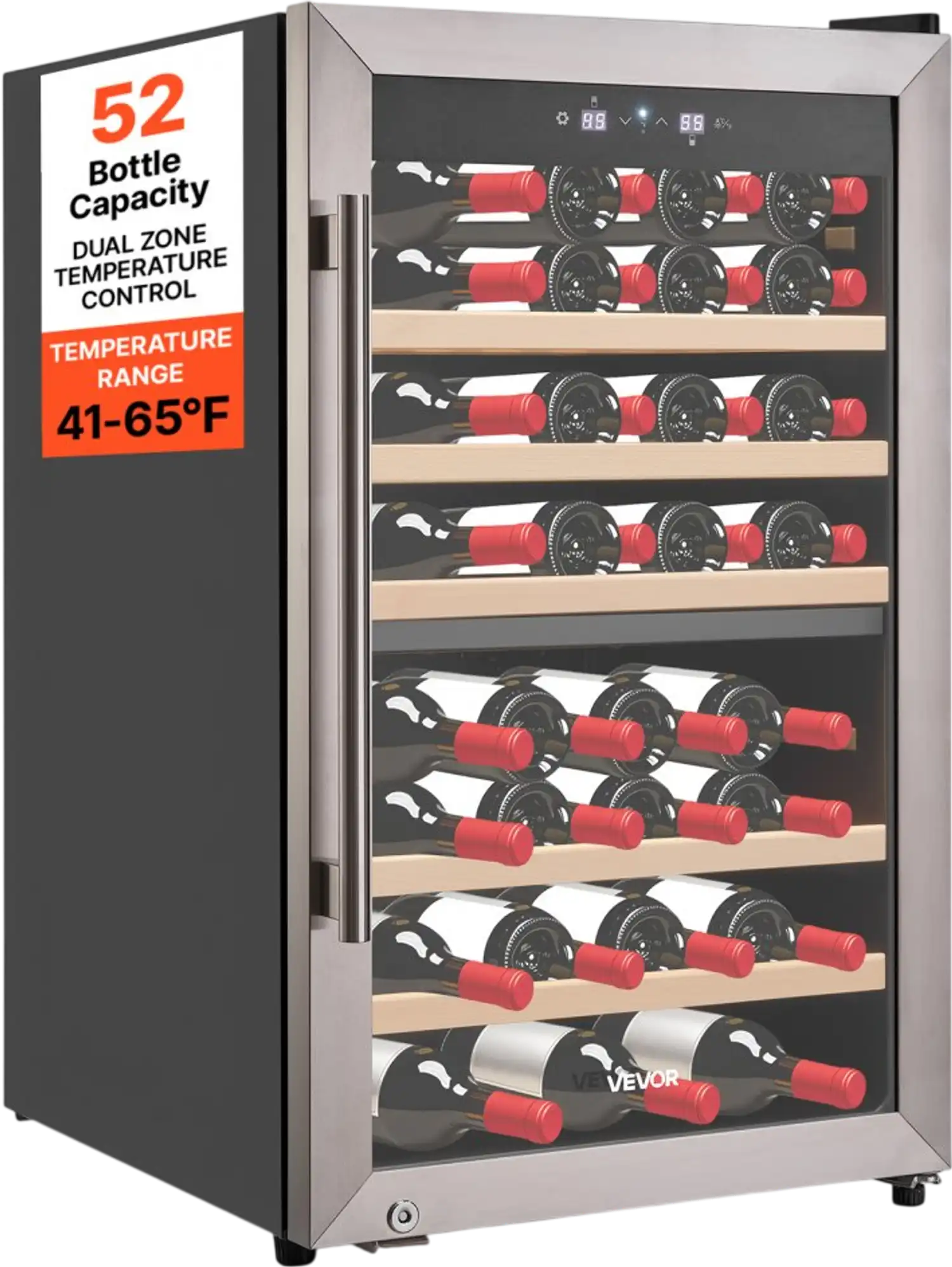 Vevor Wine Cooler 52-Bottle Dual Zone Freestanding Wine Fridge New