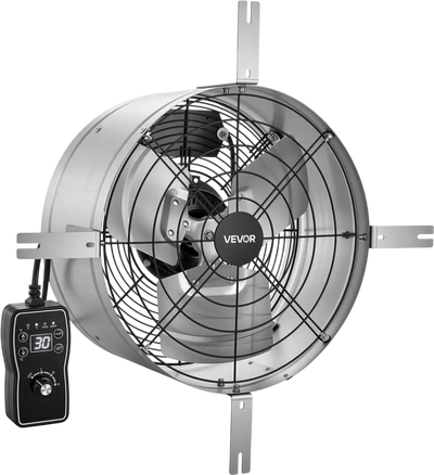 VEVOR Gable Mount Fan, 15 in Gable Attic Vent Exhaust Fan with Thermostat, 1300 CFM Cooling and Ventilation for Home, Garage, Warehouses, Workshops, Carbon Steel Housing with Mounting Bracket, Silver