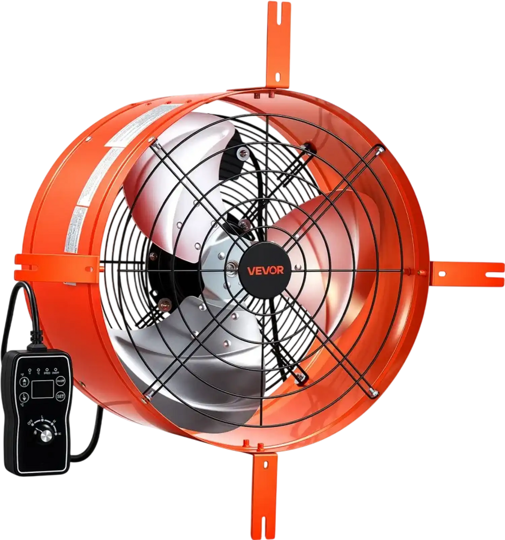 VEVOR Gable Mount Fan, 16 in Attic Vent Exhaust Fan 2940 CFM Thermostat, Cooling and Ventilation for Home, Garage, Warehouse, Workshop, Carbon Steel Housing with Mounting Brackets & Hardware, Orange