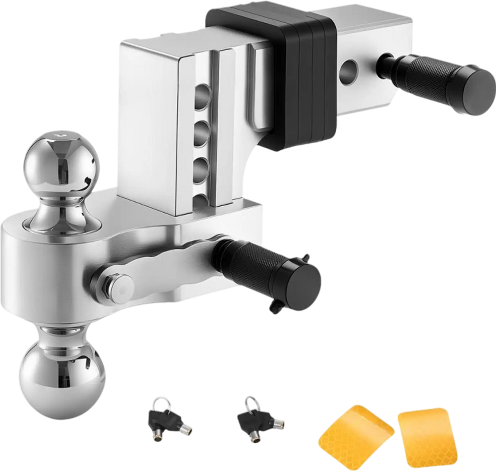 VEVOR Adjustable Trailer Hitch, 4-Inch Drop Hitch Ball Mount, Fit 2.5-Inch Receiver, Heavy Duty Aluminum Alloy Tow Hitch with 2" & 2-5/16" Balls, 18500 lbs GTW, Receiver Hitch with Anti-theft Pin