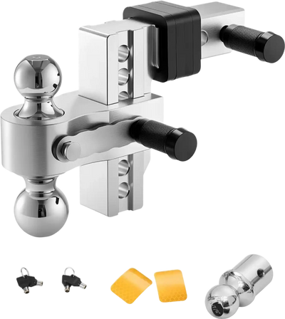 VEVOR Adjustable Trailer Hitch, 6-Inch Drop Hitch, Tri-Ball Mount for 2-Inch Hitch Receiver, Trailer Ball Size 1-7/8