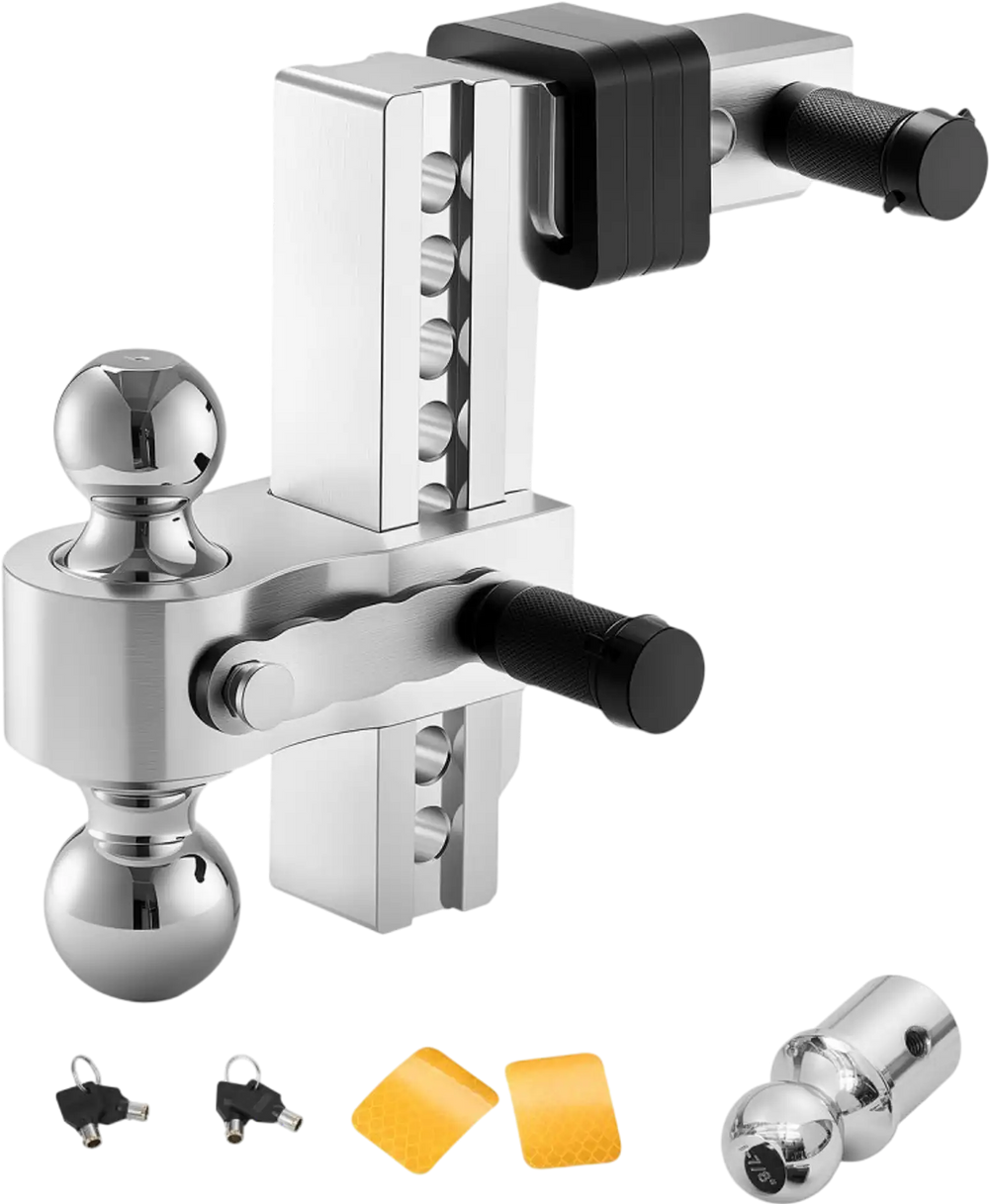 VEVOR Adjustable Trailer Hitch, 8-Inch Drop Hitch, Tri-Ball Mount for 2-Inch Hitch Receiver, Trailer Ball Size 1-7/8", 2" and 2-5/16", Max 15000 lbs Ball Hitch, Towing Hitch for RVs, ATVs, and Trucks