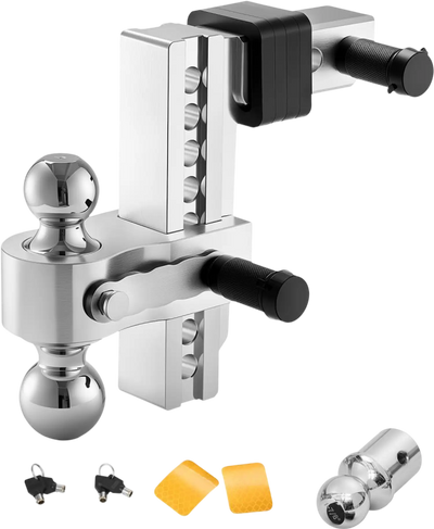 VEVOR Adjustable Trailer Hitch, 8-Inch Drop Hitch, Tri-Ball Mount for 2-Inch Hitch Receiver, Trailer Ball Size 1-7/8