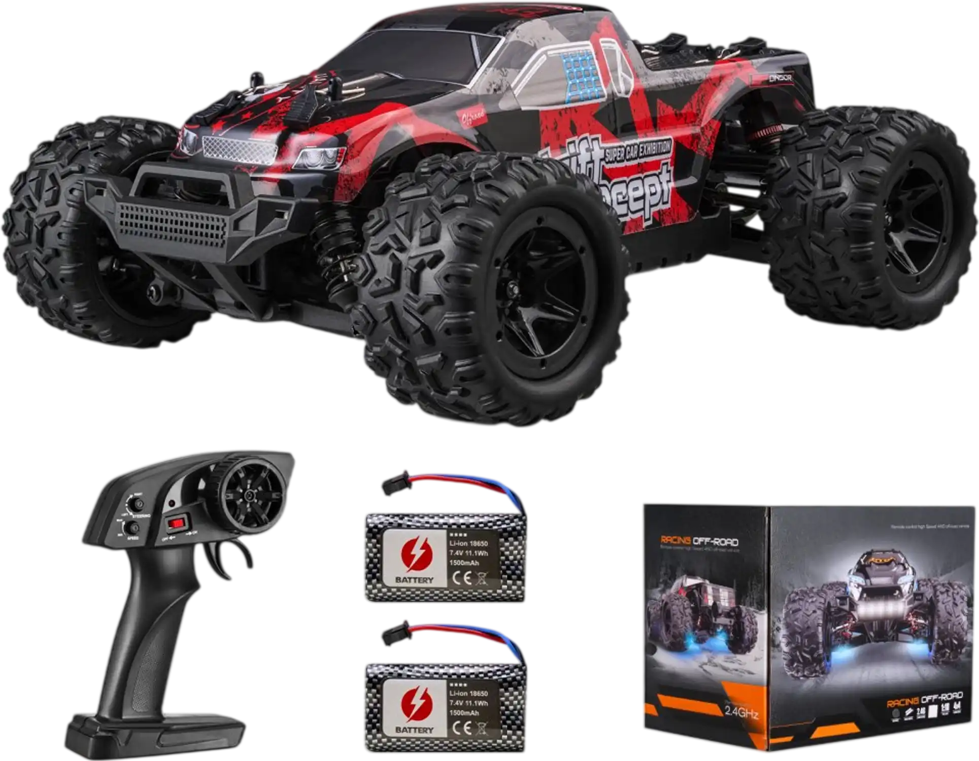 Vevor RC Car 1:18 Scale 4WD Off-Road Monster Truck 36 km/h New