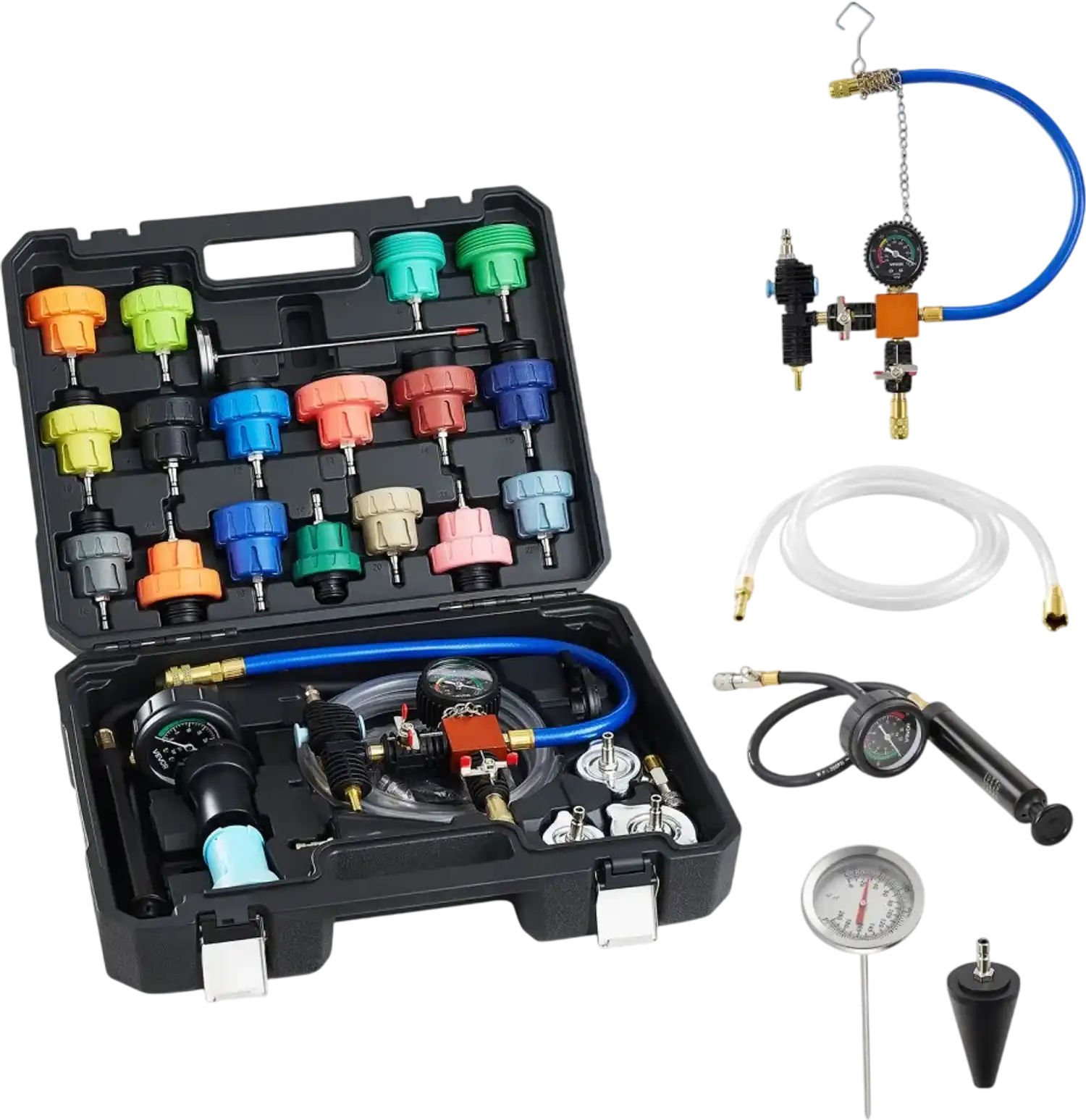 Vevor Coolant Pressure Tester Kit Radiator Vacuum Refill Kit 47-Pc Universal Automotive Cooling System Tool New