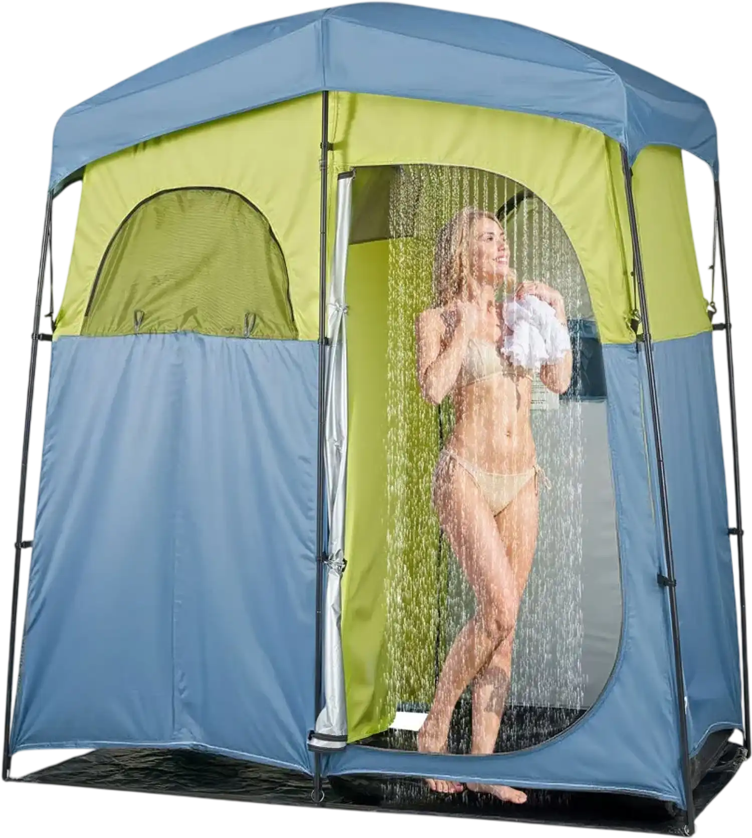 Vevor Shower Tent 2-Room Portable Camping Privacy Tent with Shower Bag Green New