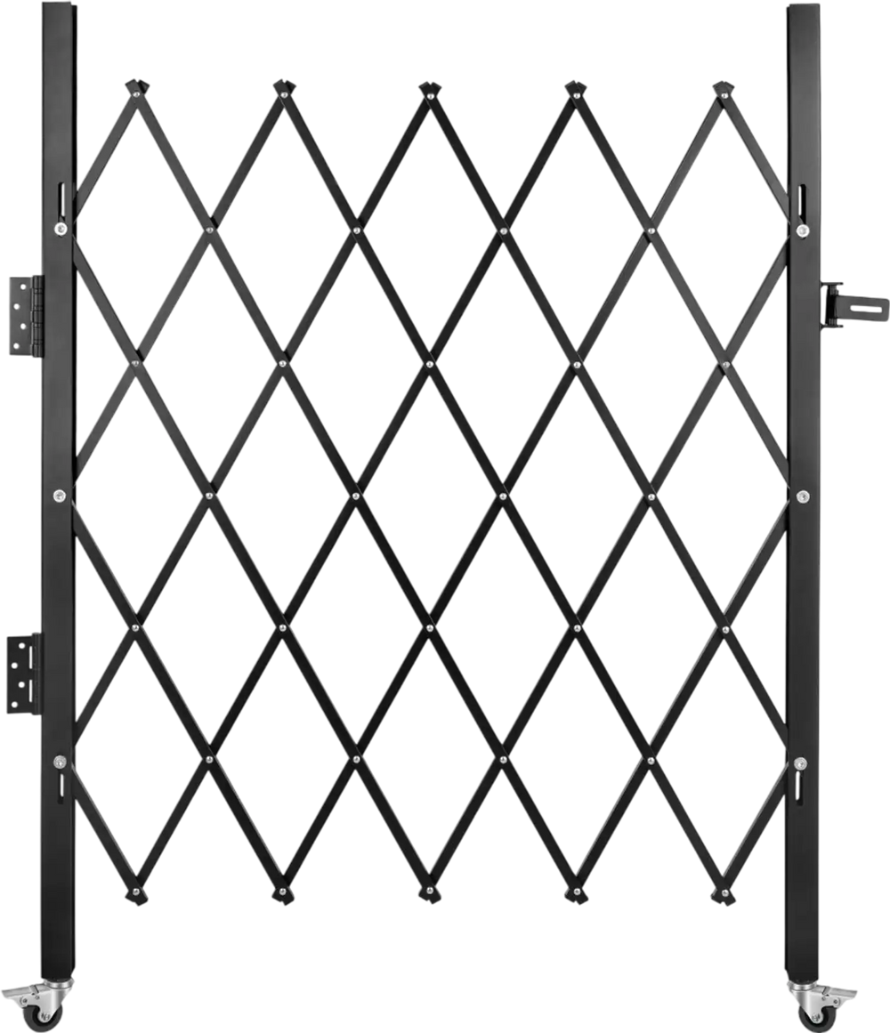 VEVOR Single Folding Security Gate, 48\" H x 37\" W Folding Door Gate, Steel Accordion Security Gate, Flexible Expanding Security Gate, 360° Rolling Barricade Gate, Scissor Gate or Door with Padlock