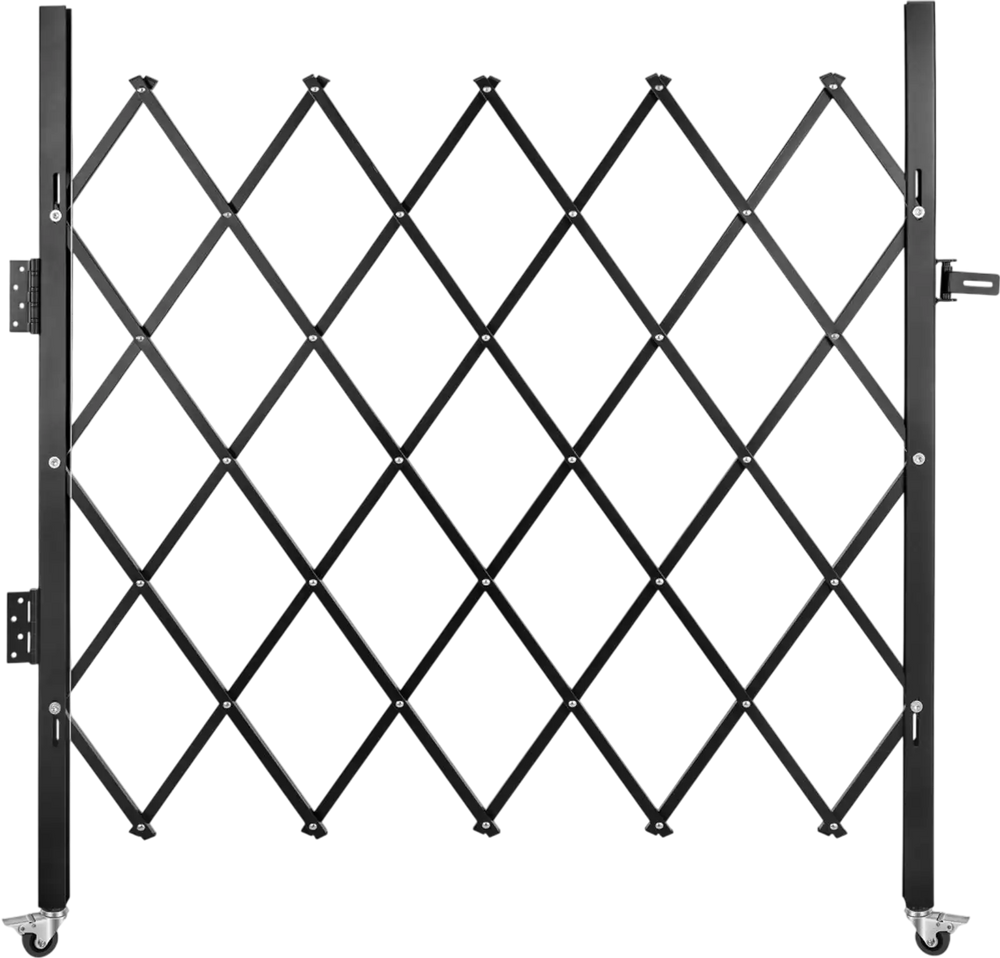 VEVOR Single Folding Security Gate, 48\" H x 66\" W Folding Door Gate, Steel Accordion Security Gate, Flexible Expanding Security Gate, 360° Rolling Barricade Gate, Scissor Gate or Door with Padlock