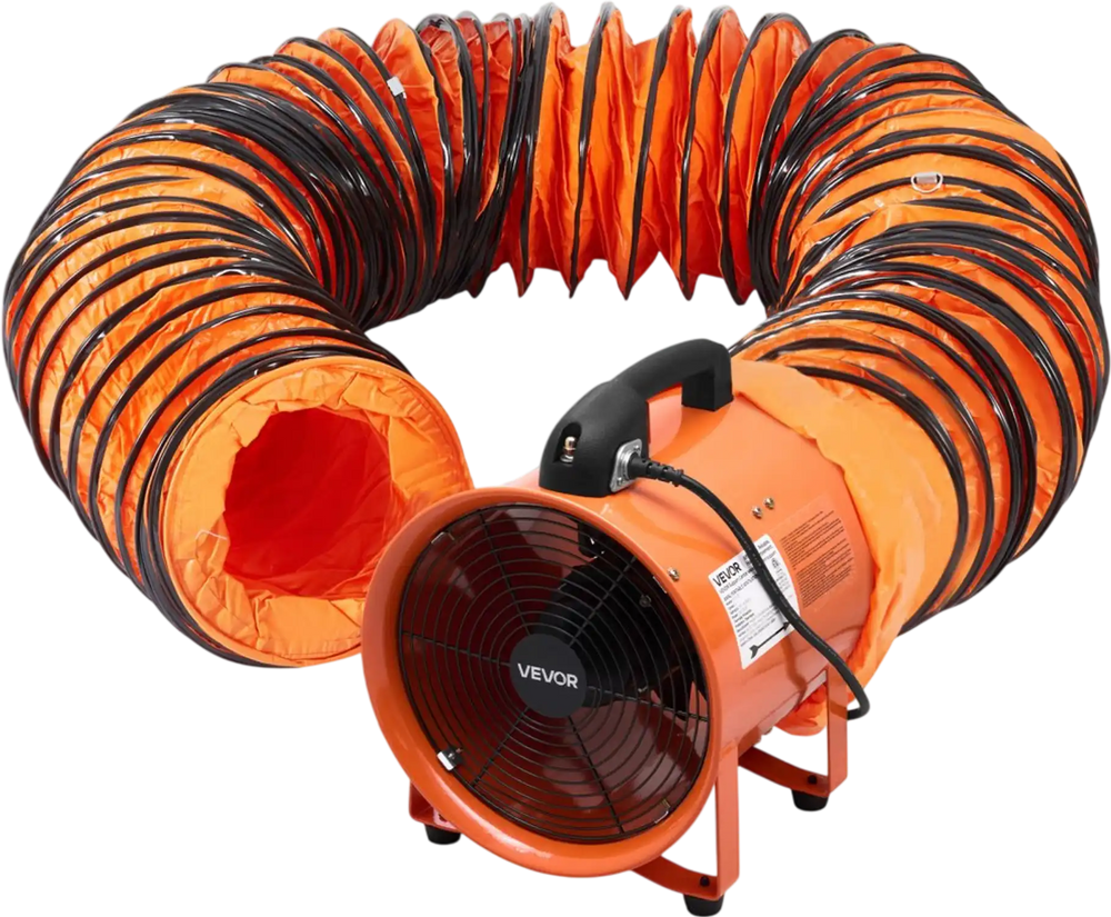 VEVOR Portable Ventilator, 12 inch Heavy Duty Cylinder Fan with 16.4ft Duct Hose, 560W Strong Shop Exhaust Blower 2894CFM, Industrial Utility Blower for Sucking Dust, Smoke, Smoke Home/Workplace