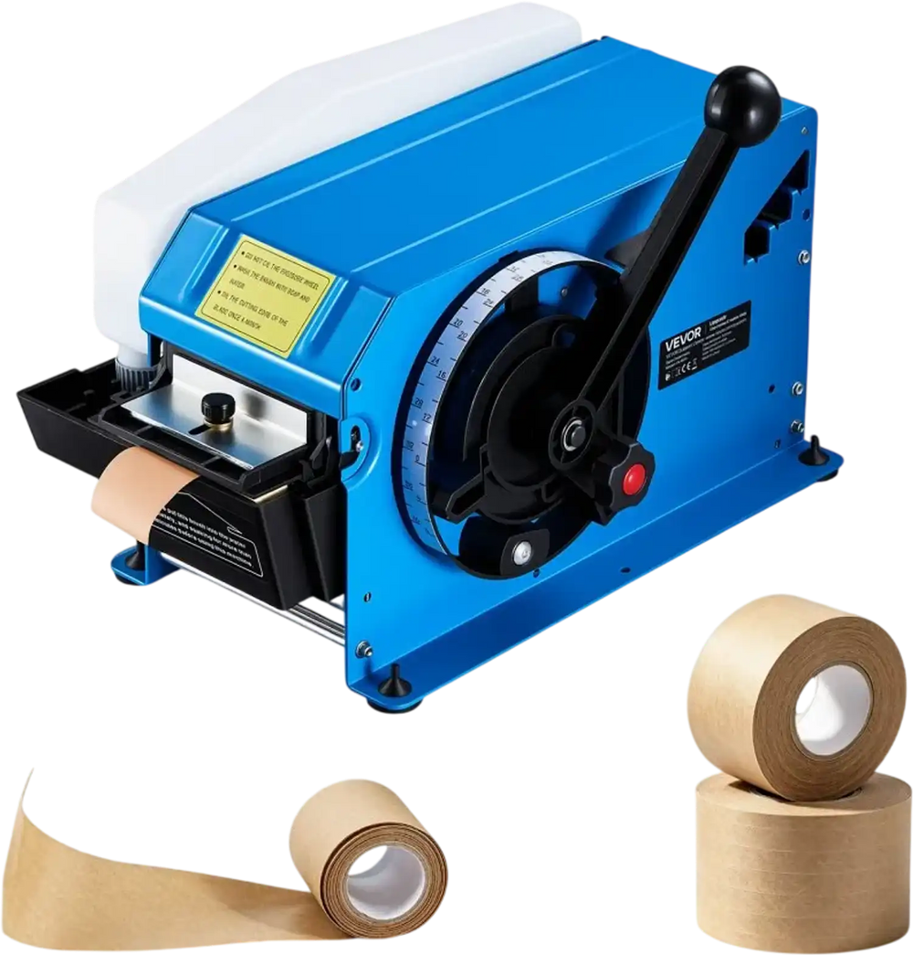 VEVOR Water-Activated Tape Dispenser 4–40 Inch Kraft Gummed Tape Cutter, 4–40 inch Adjustable Cut Length, 40–100mm Tape Width, Manual Water-Activated Tape Cutter for Carton Sealing & Box Packing