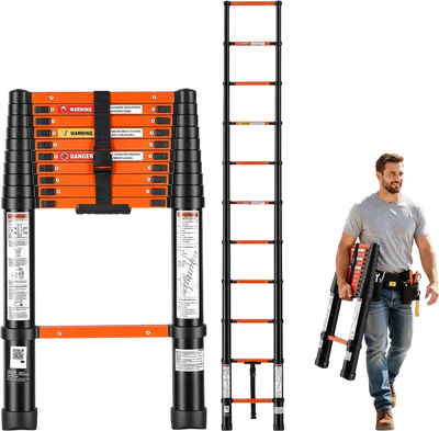 Vevor Telescoping Ladder 10.5' Extension Multi-Button Retraction Heavy-Duty 330 lbs Capacity New