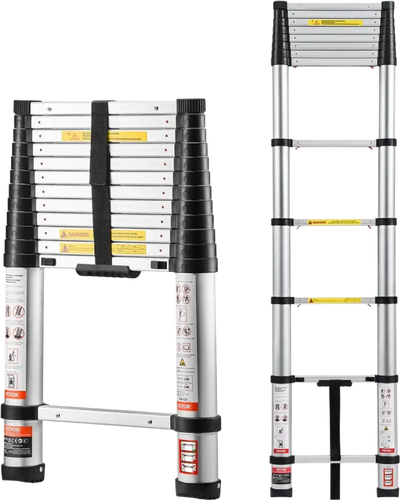 Vevor Telescoping Ladder 12.5' Aluminum Collapsible Extension New