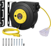 VEVOR Retractable Extension Cord Reel, 45 FT, Heavy Duty 12AWG/3C SJTOW Retractable Power Cord with Lighted Triple Tap Outlet, 15 Amp Circuit Breaker 180° Swivel Bracket for Ceiling or Wall Mount
